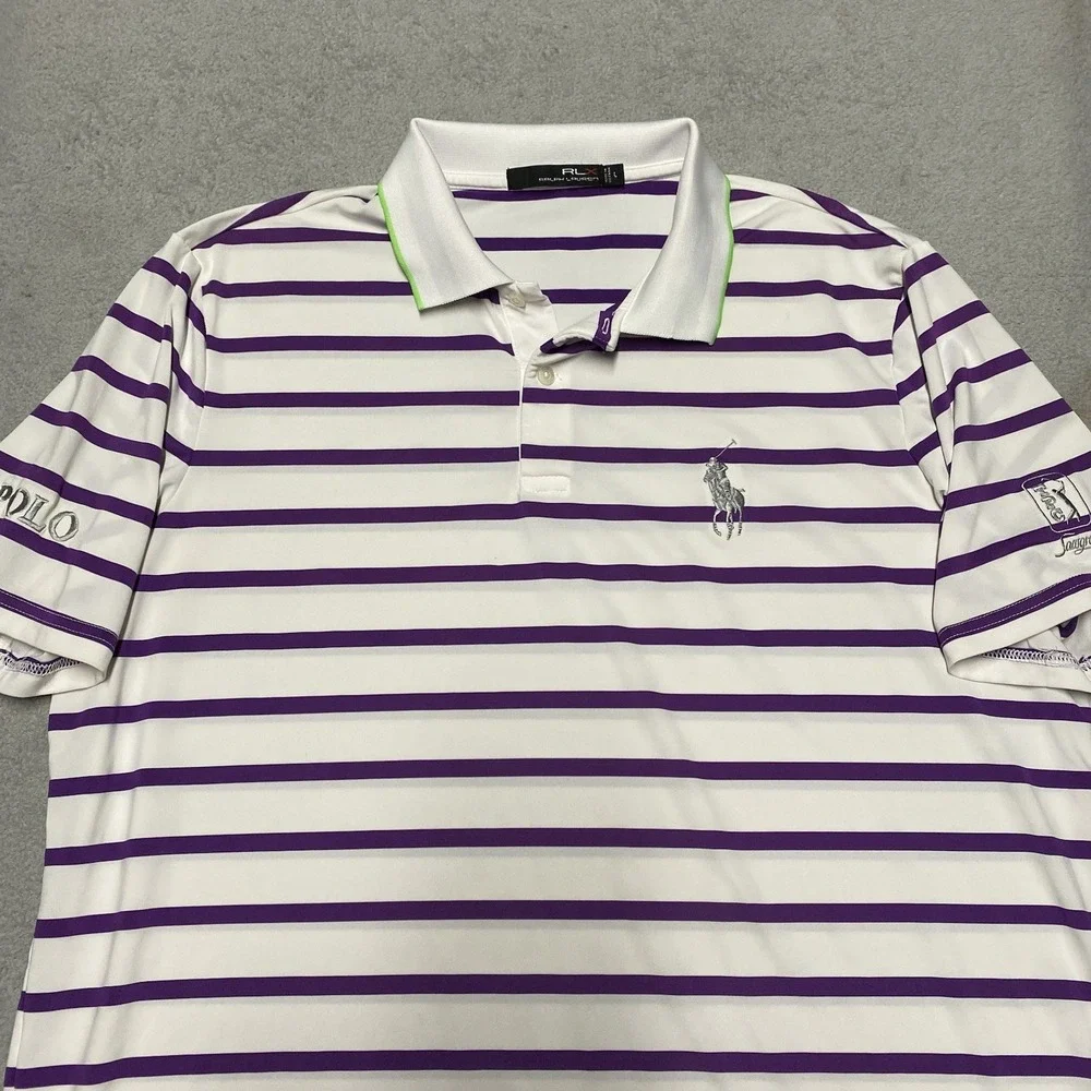 RLX Ralph Lauren Golf Polo Mens Large Striped TPC Sawgrass The Players Pony